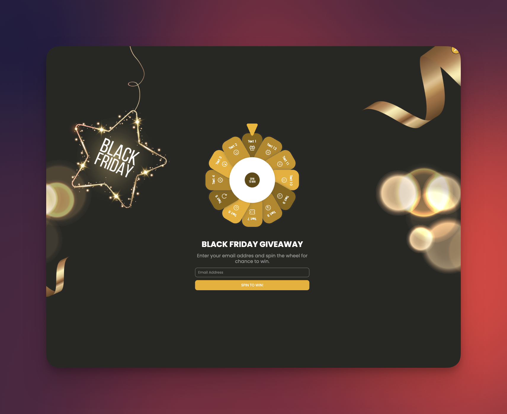 Black Friday Giveaway Popup Template