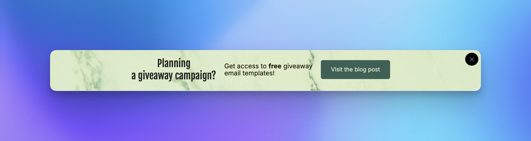 Floating bar popup example promoting free giveaway email templates.