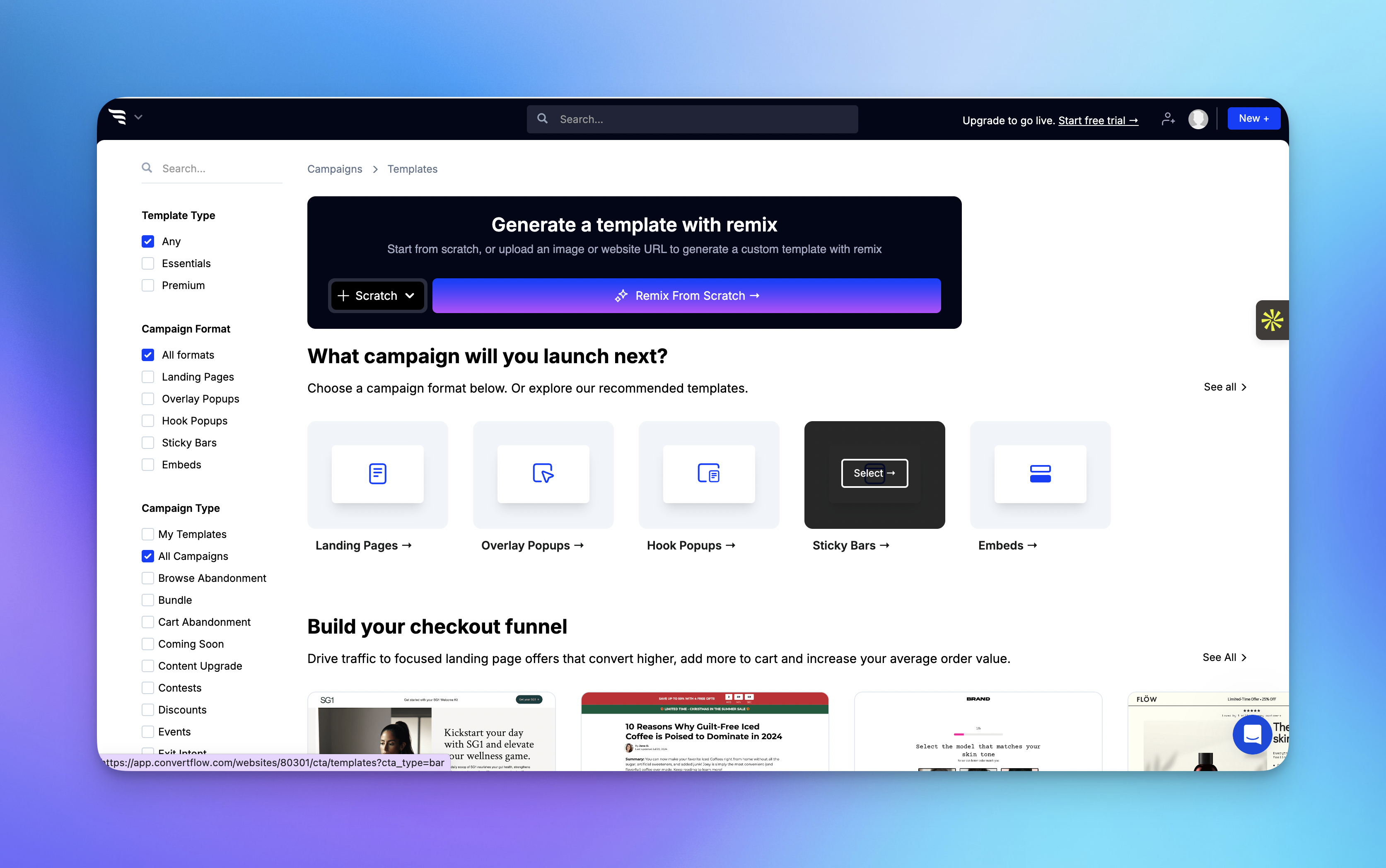 ConvertFlow's Product Interface Showing Campaign Generation Steps.