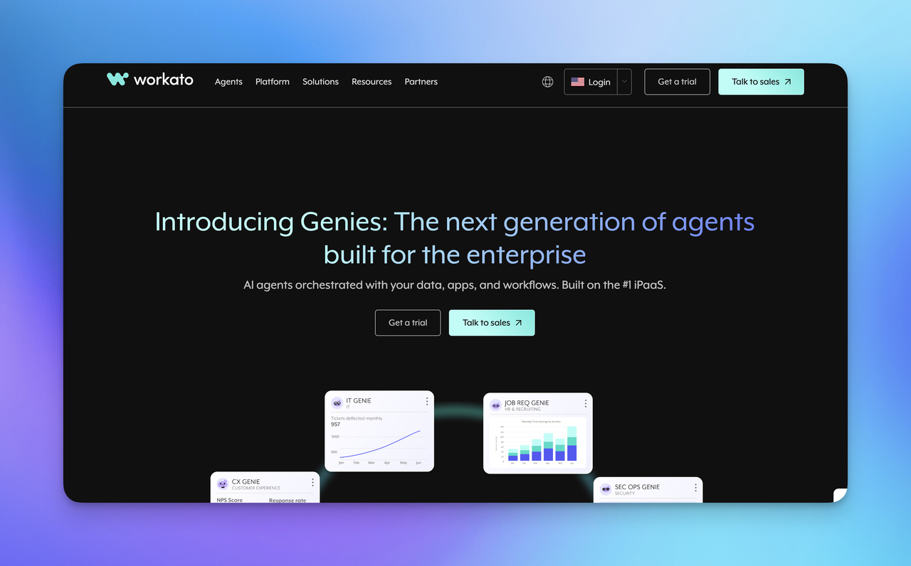 Workato website landing page