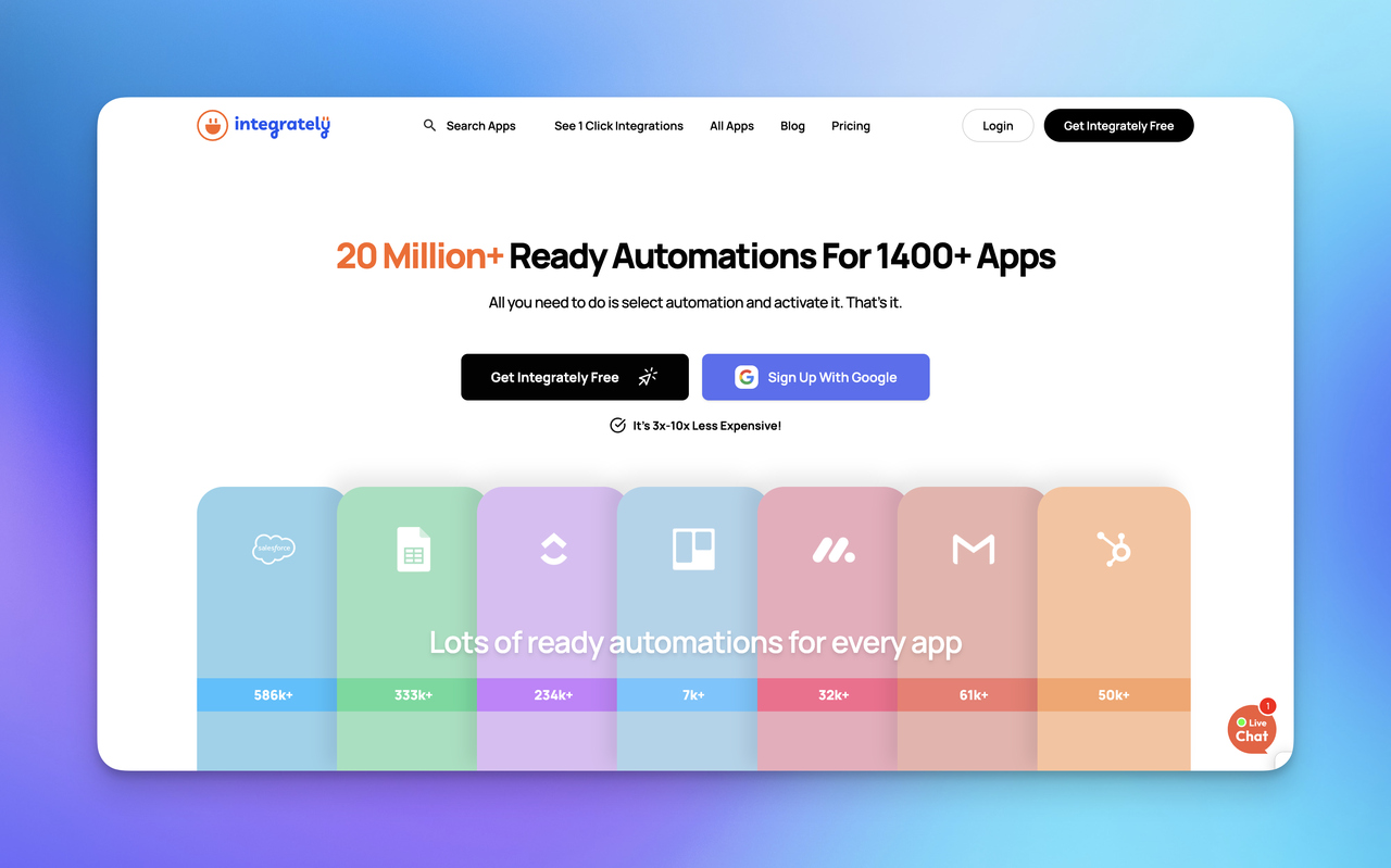 Integrately Website Landing Page