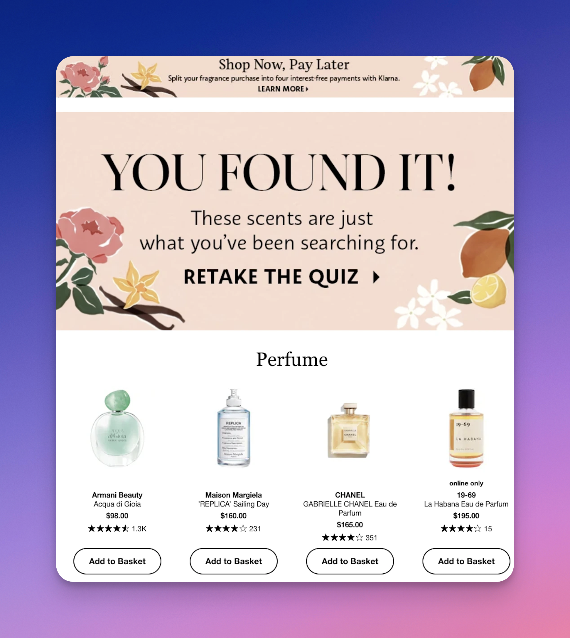 Exemplary image showing a completed quiz funnel.