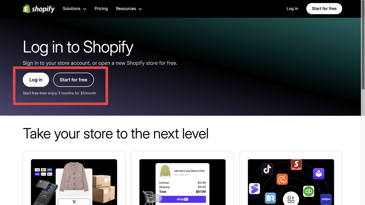 How to login to Shopify account