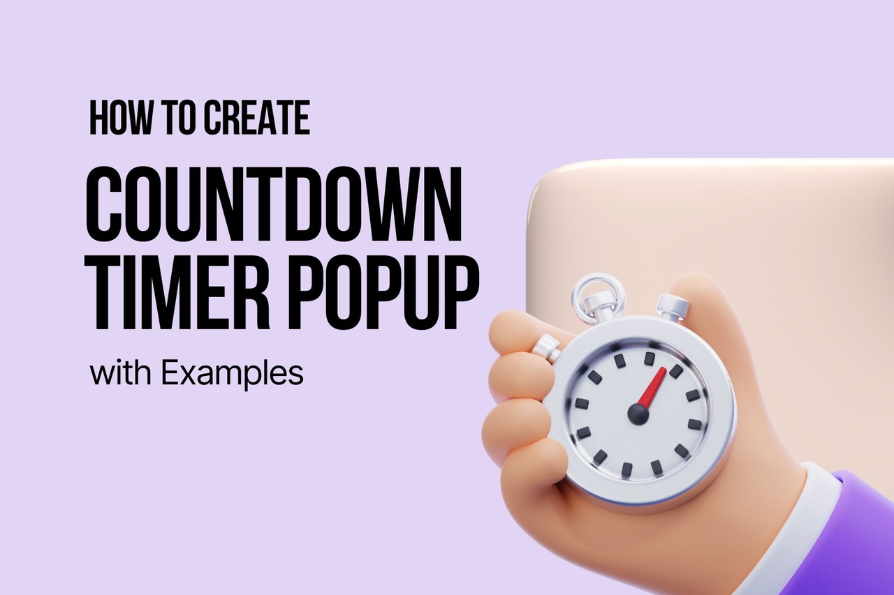 The countdown timer shown on the right side on a popup with the purple background