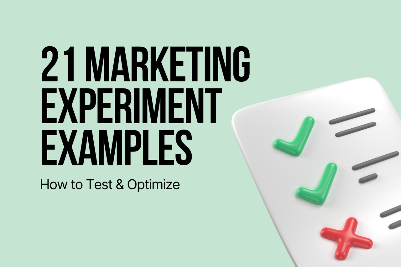 A cover image with the title "21 Marketing Experiment Examples: How to Test & Optimize" and the experiment image on the right.