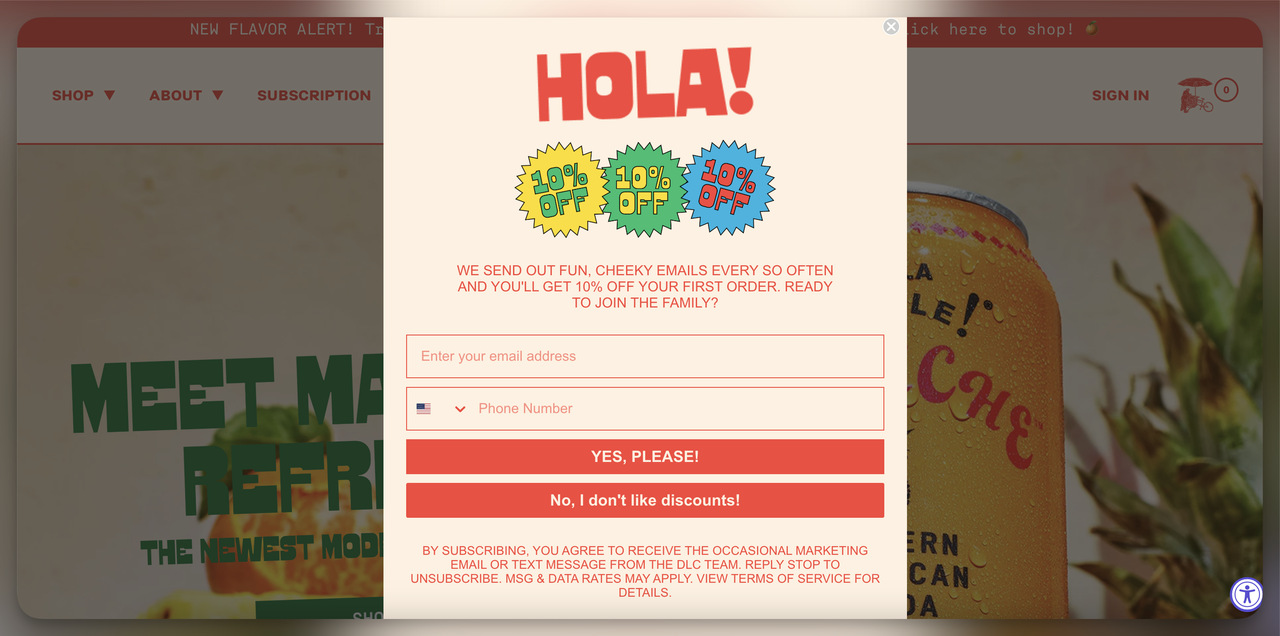 Persuasive words that sell on De La Calle's popup