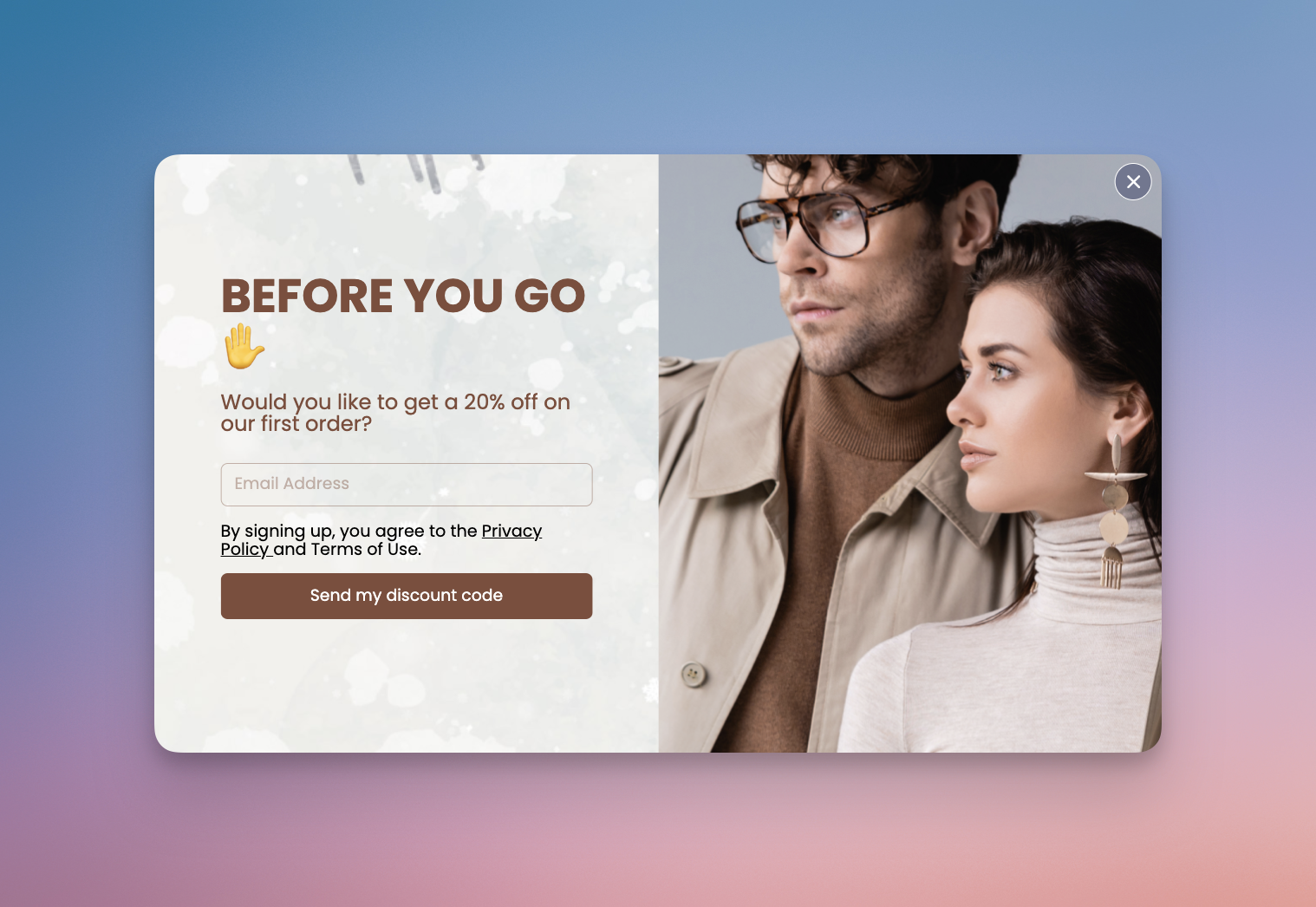 Popup image exemplifying "Exit intent popups"