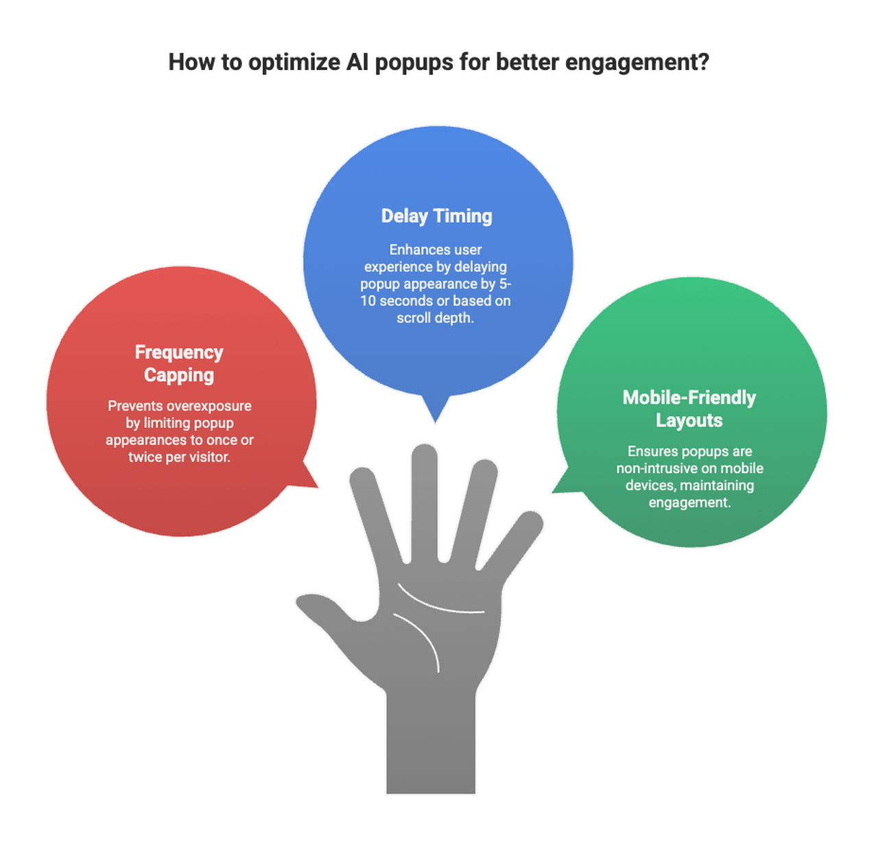 Creative design for the headline: "How do I use frequency capping, delays, and mobile-safe layouts?"