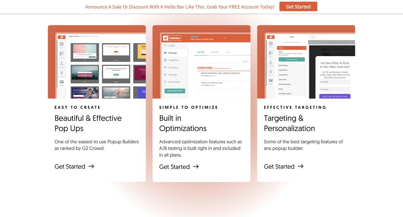 Image of Hellobar's website page