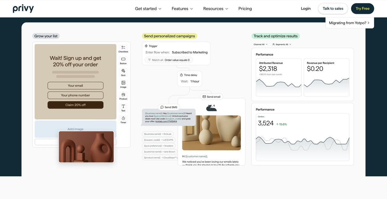 Image of Privy's website page