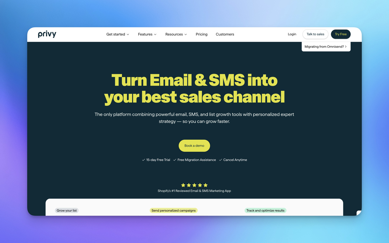 A screenshot of Privy's landing page.