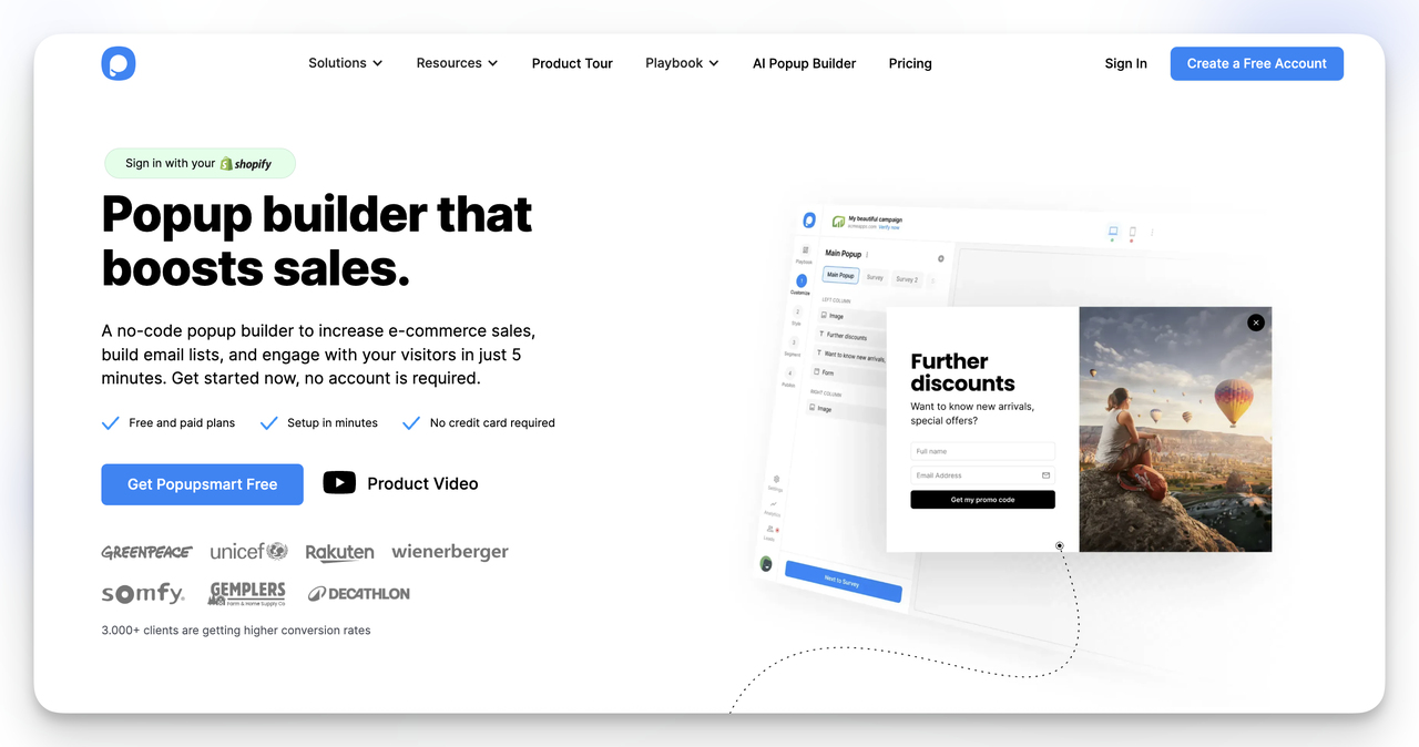 Popupsmart AI popup builder for Shopify – build and grow email lists with AI-powered popups in minutes