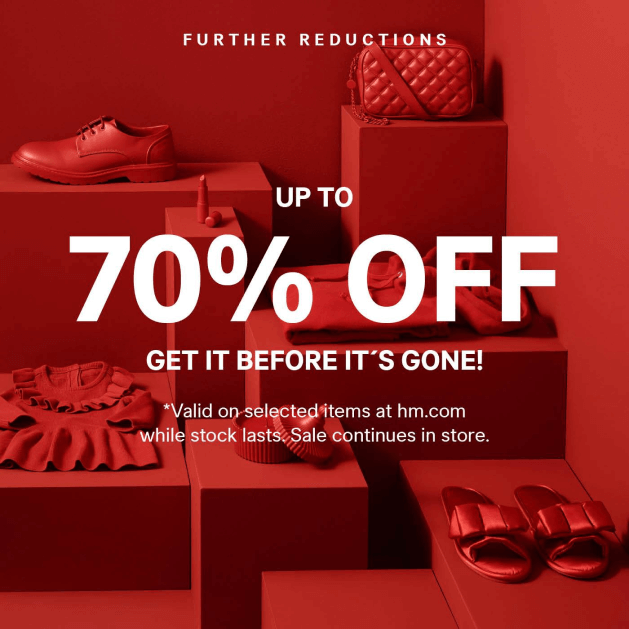 Low Inventory Warning example with %70 sale