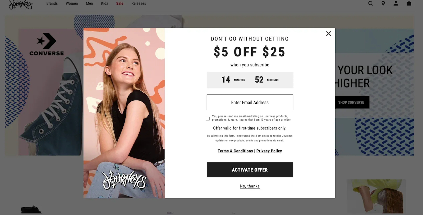 Expring bonuses or freebies example with converse