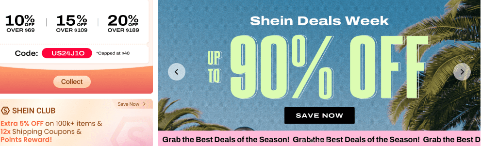flash sale example with shein's campaign