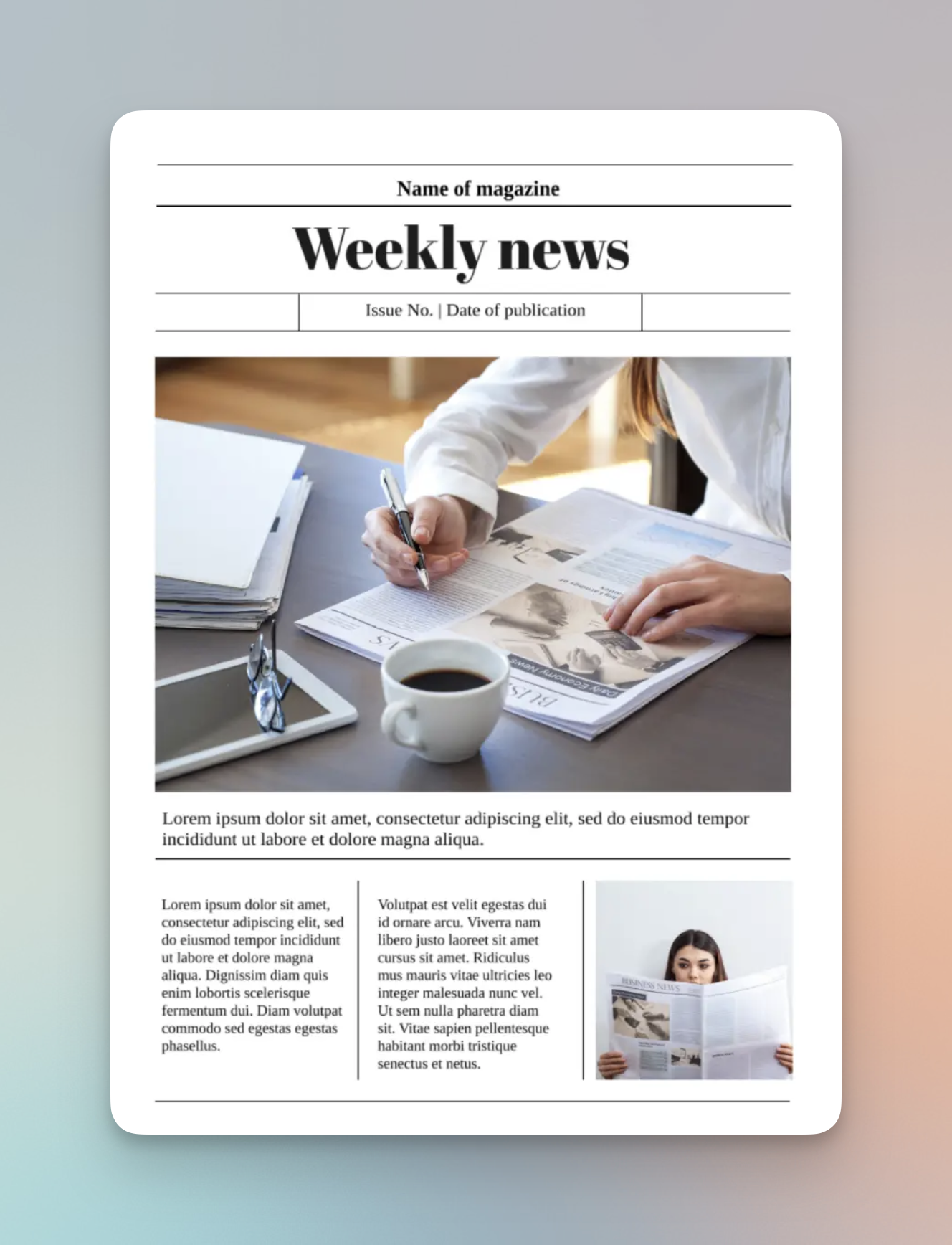 Image of a newsletter example