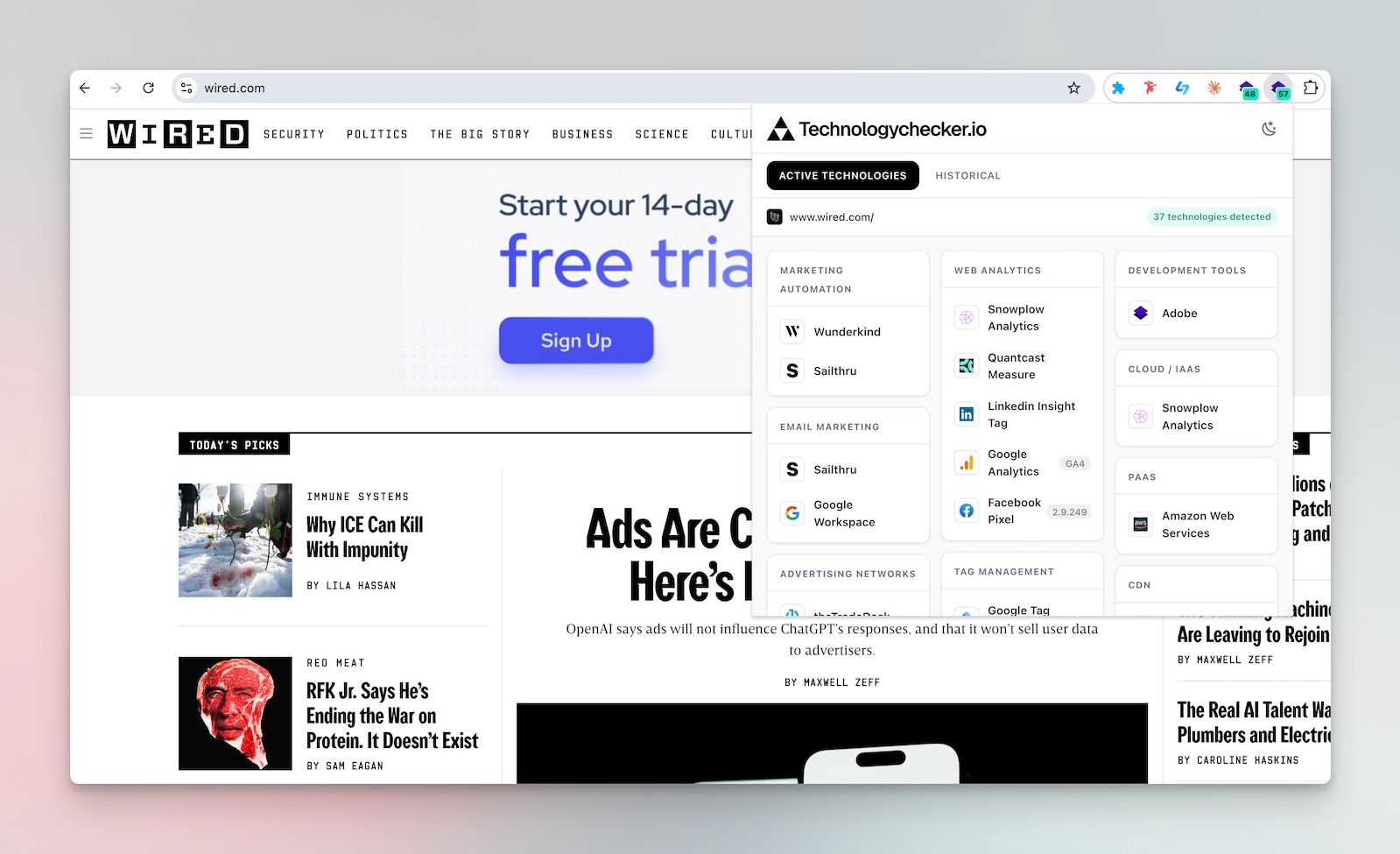 technologychecker chrome extension