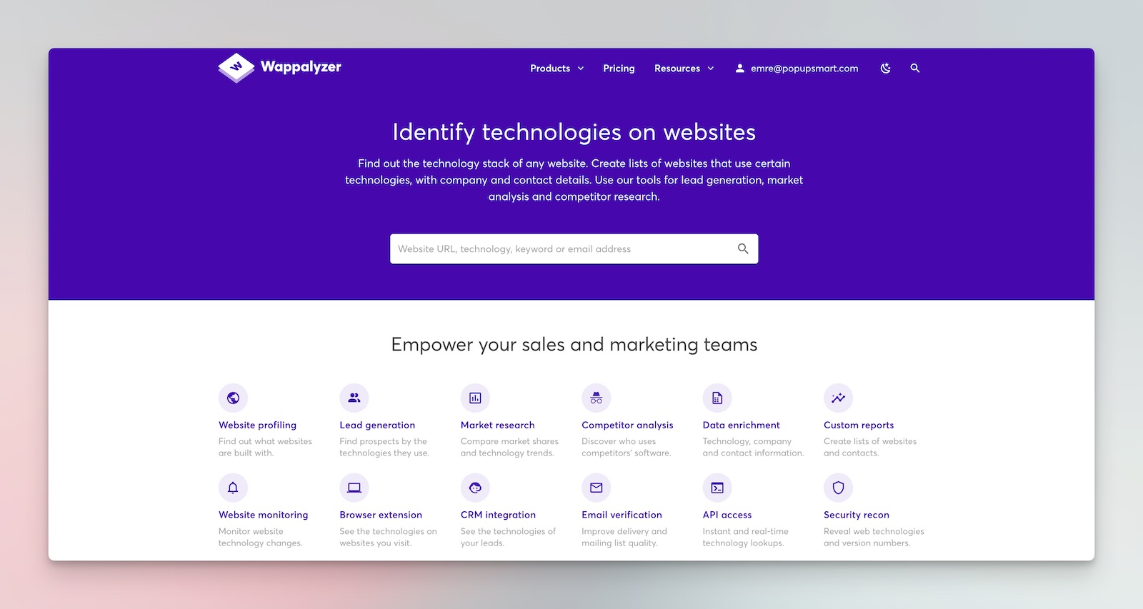 wappalyzer technology checker