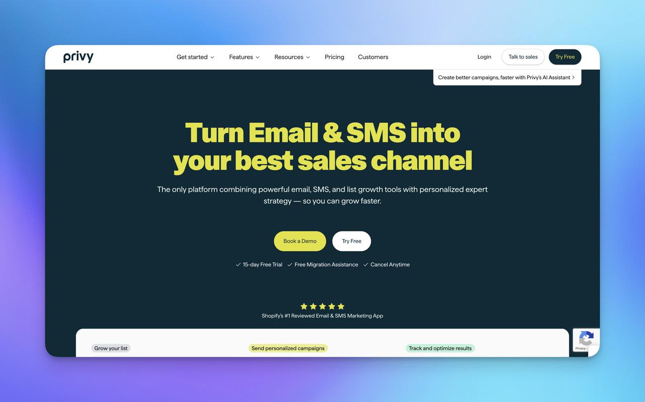 A screenshot of Privy's landing page.