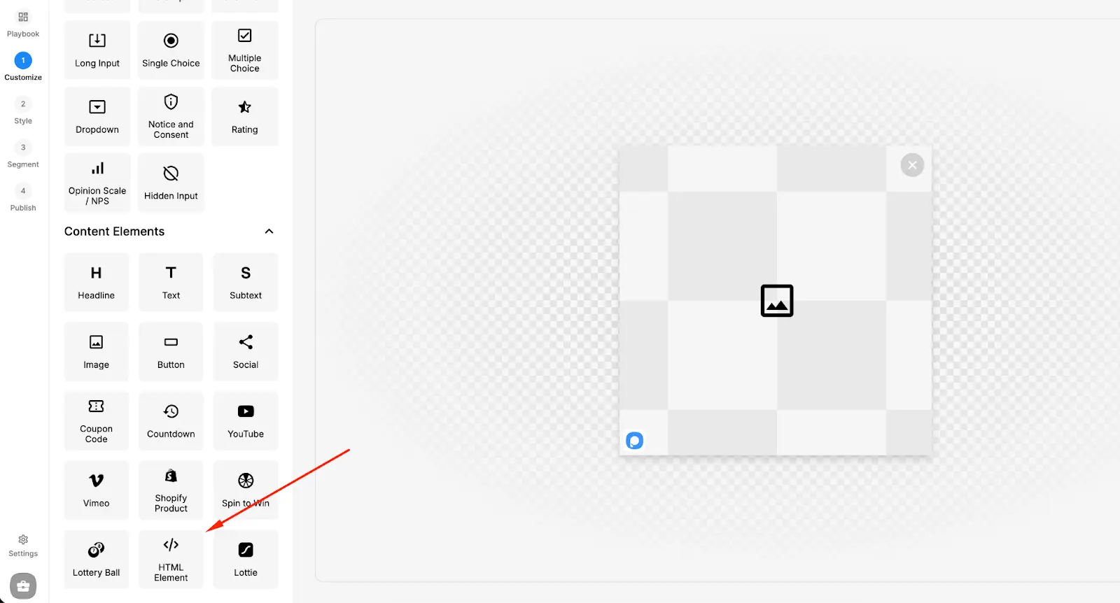 Add the HTML Element to your popup