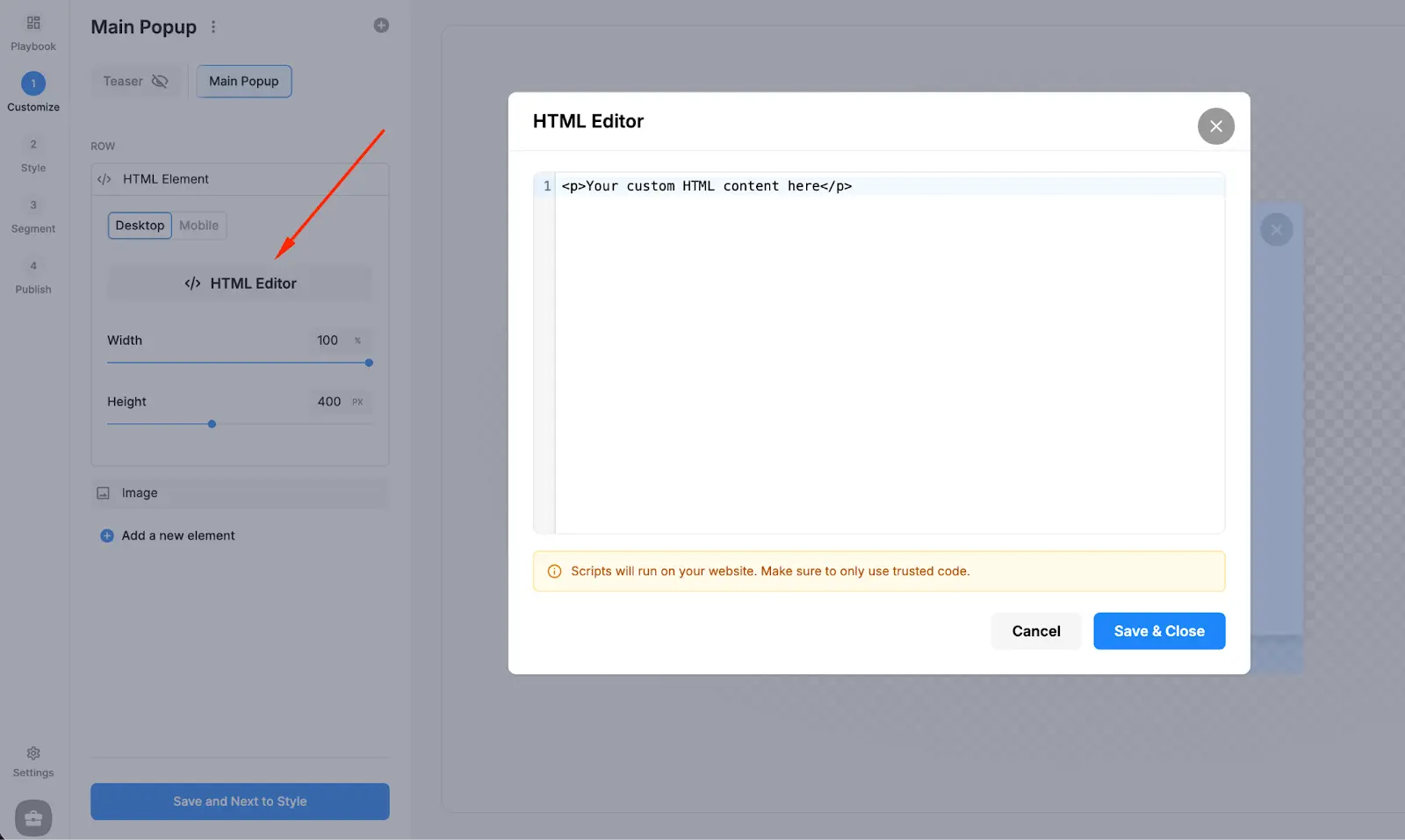 Open the HTML Editor