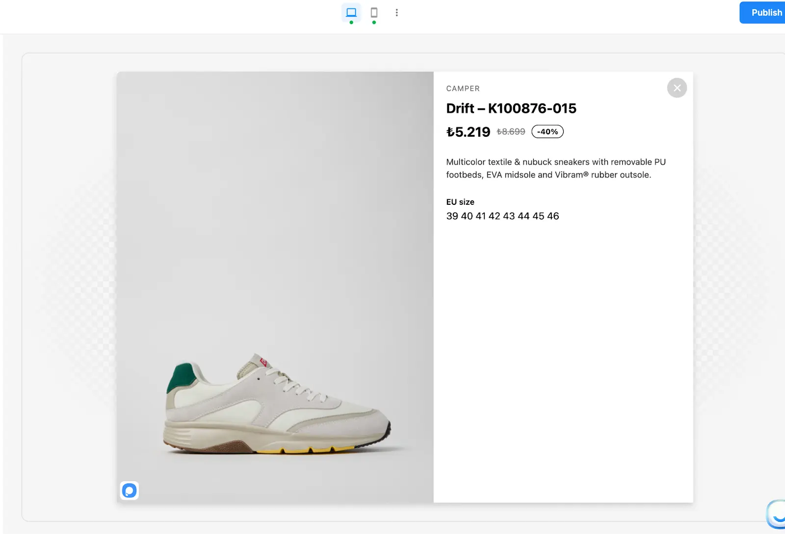 Preview HTML for desktop devices on popupsmart builder