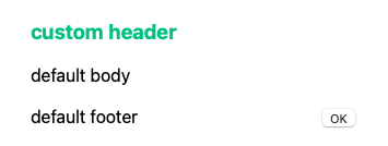 Vue modal popup example showing a basic dialog component rendered in a Vue.js application