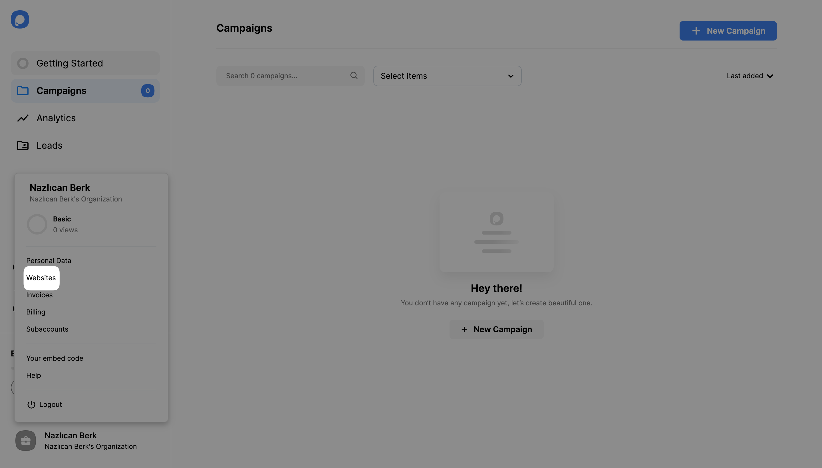 adding website on popupsmart popup builder