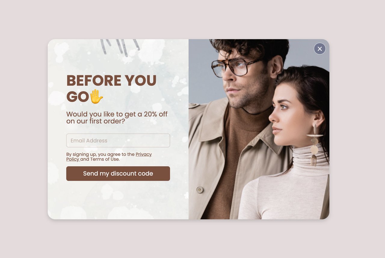Popupsmart exit-intent popup with lead magnet offer appearing as visitor tries to leave