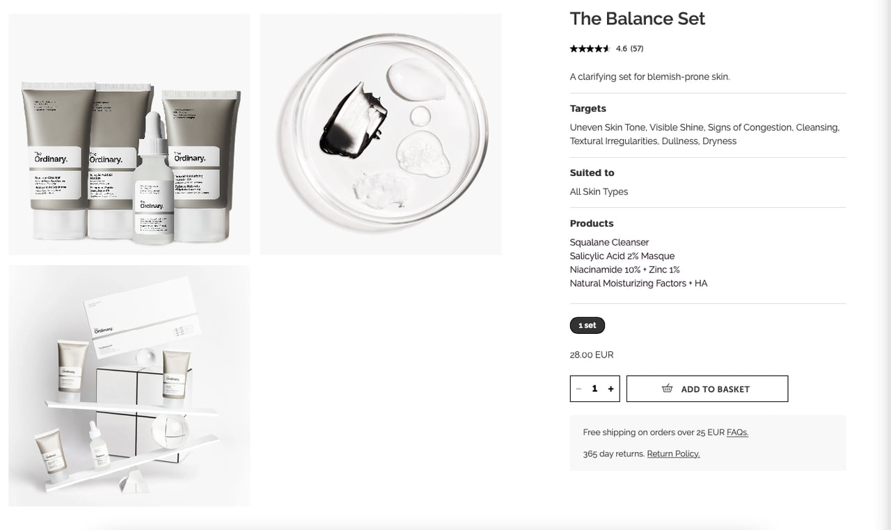 The Ordinary Balance Set skincare bundle targeting oily and combination skin types