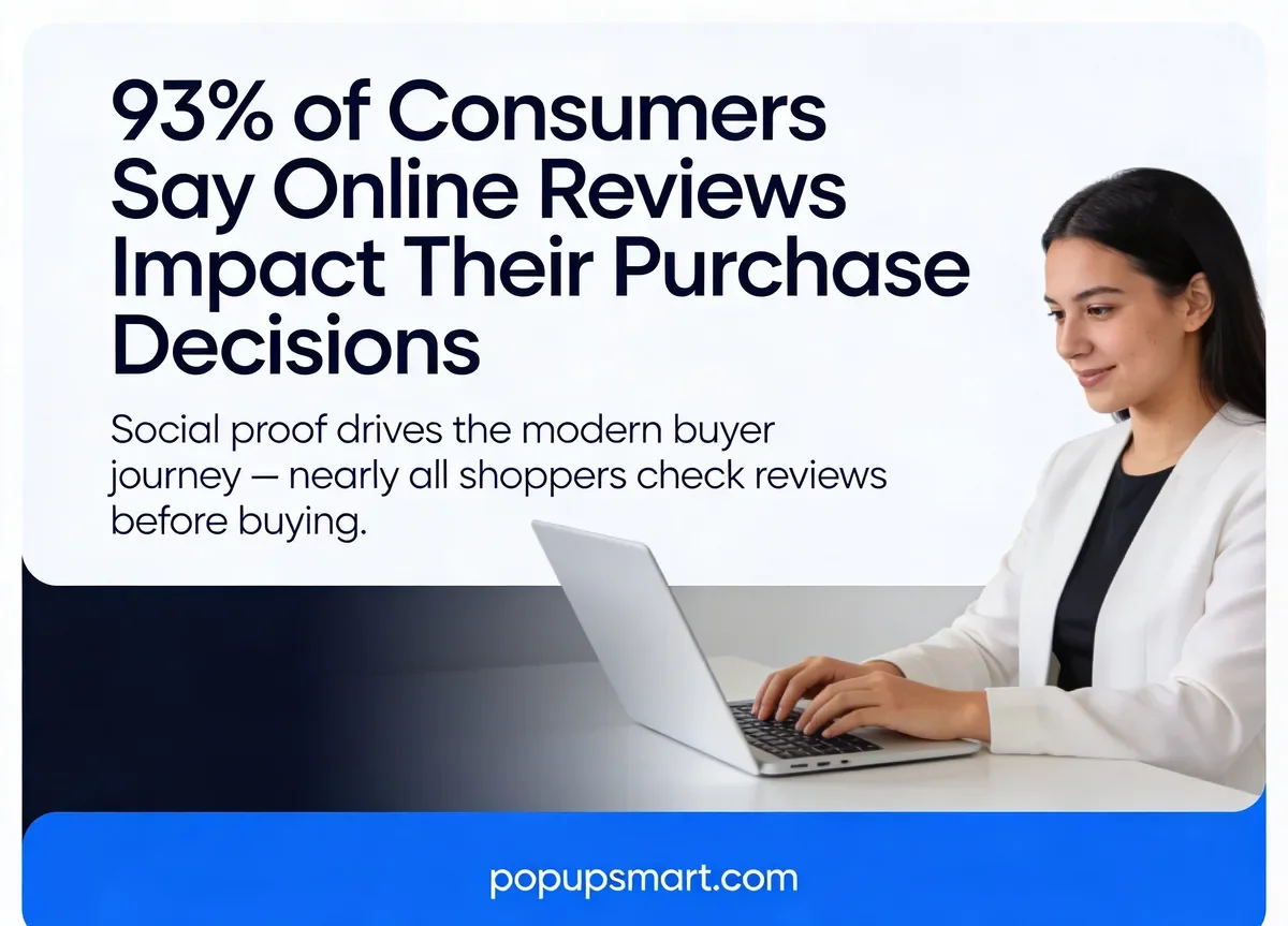 Social proof statistic showing 93% of consumers say online reviews impact their purchase decisions