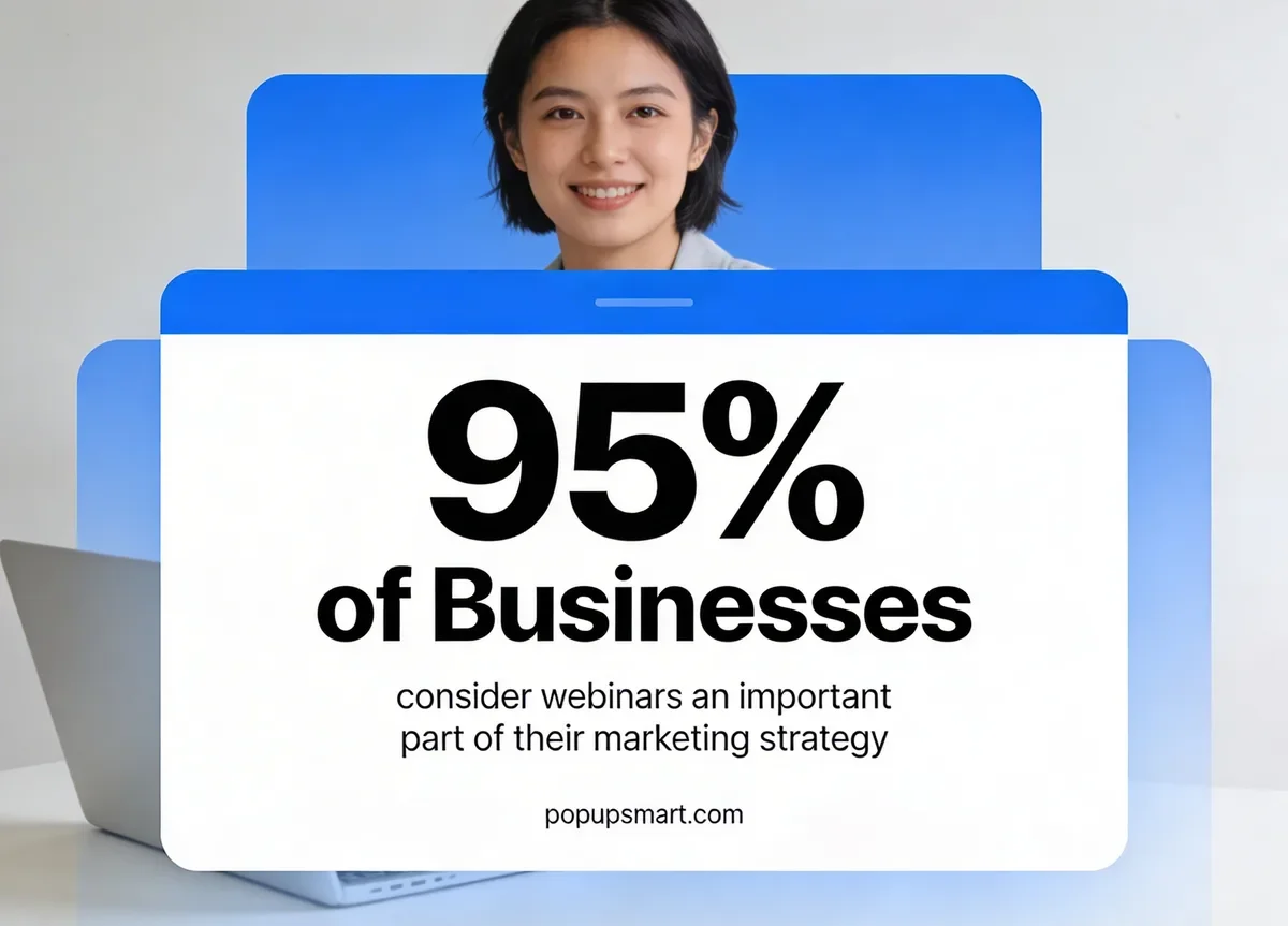 Stat card showing 95% of businesses consider webinars an important part of their marketing strategy