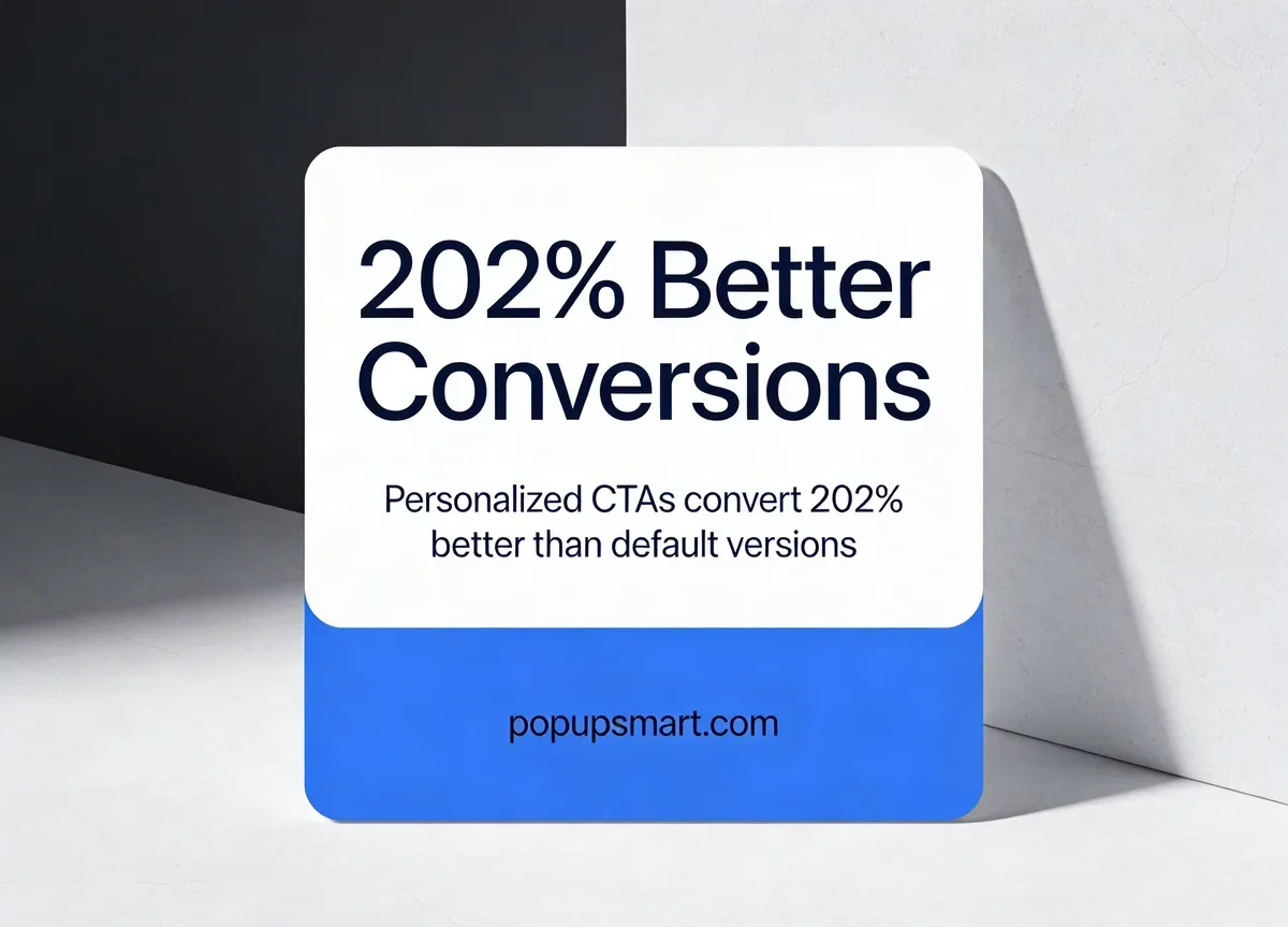 Stat card showing personalized CTAs convert 202 percent better than default versions