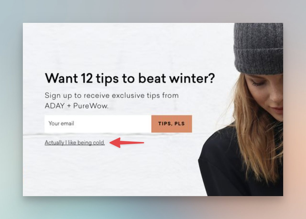 Creative popup with an engaging call to action and visible close option for good user experience