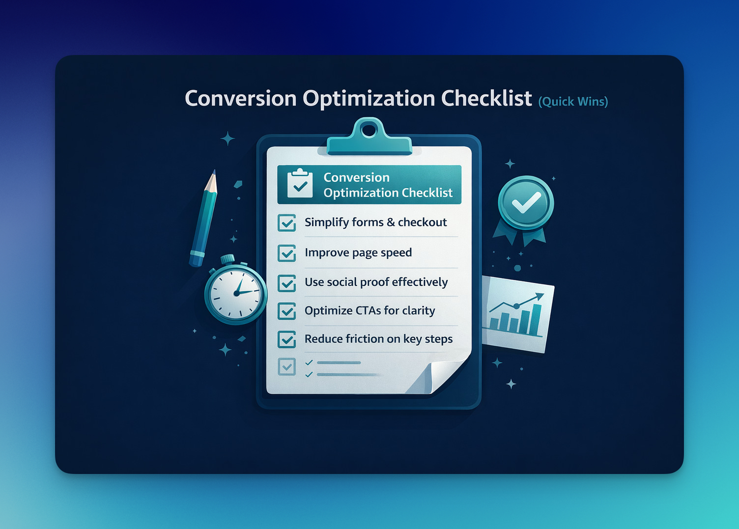 Conversion optimization checkist image for showing the strategies of conversion optimization.