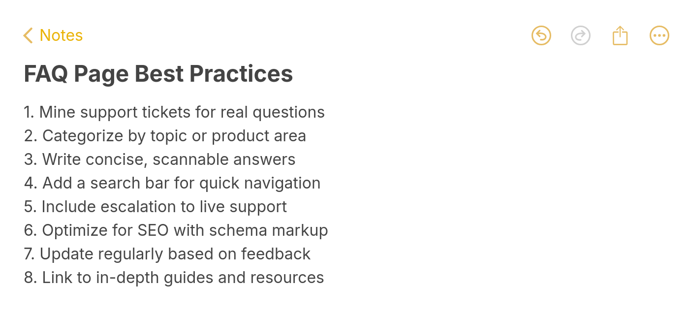 Eight best practices for creating an FAQ page that reduces support tickets