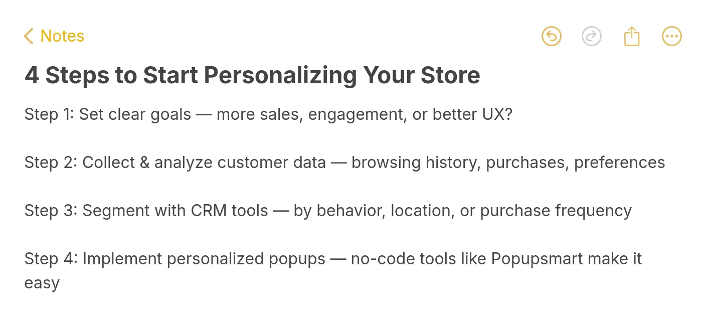 4 steps to start personalizing your e-commerce store from setting goals to implementing popups