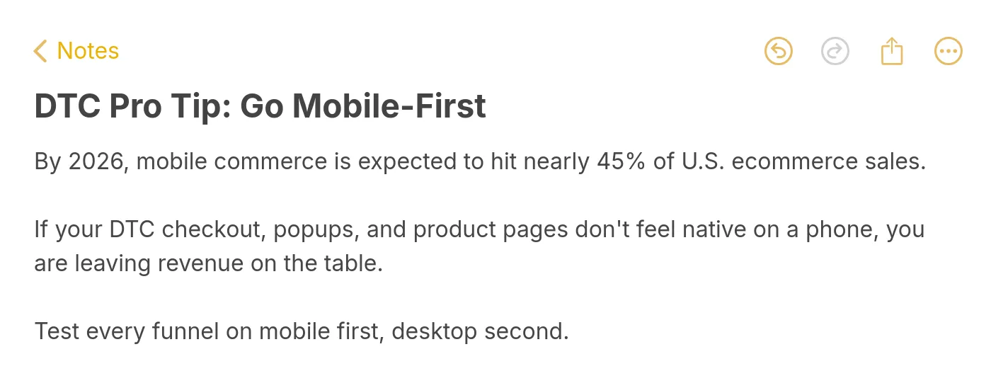 Pro tip note that mobile commerce will be nearly 45% of US ecommerce by 2026