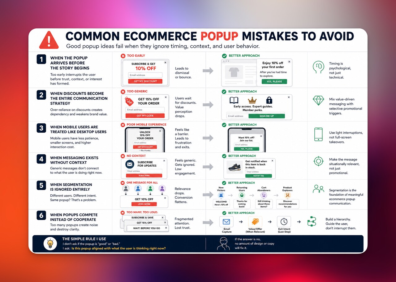 Illustrative image showing common e-commerce popup mistakes avoid.