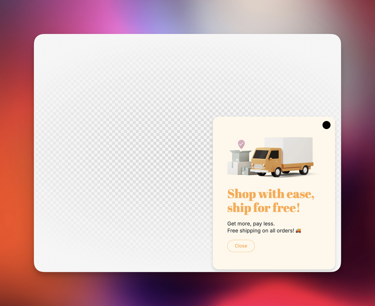 Popupsmart's cart value optimization popup example.