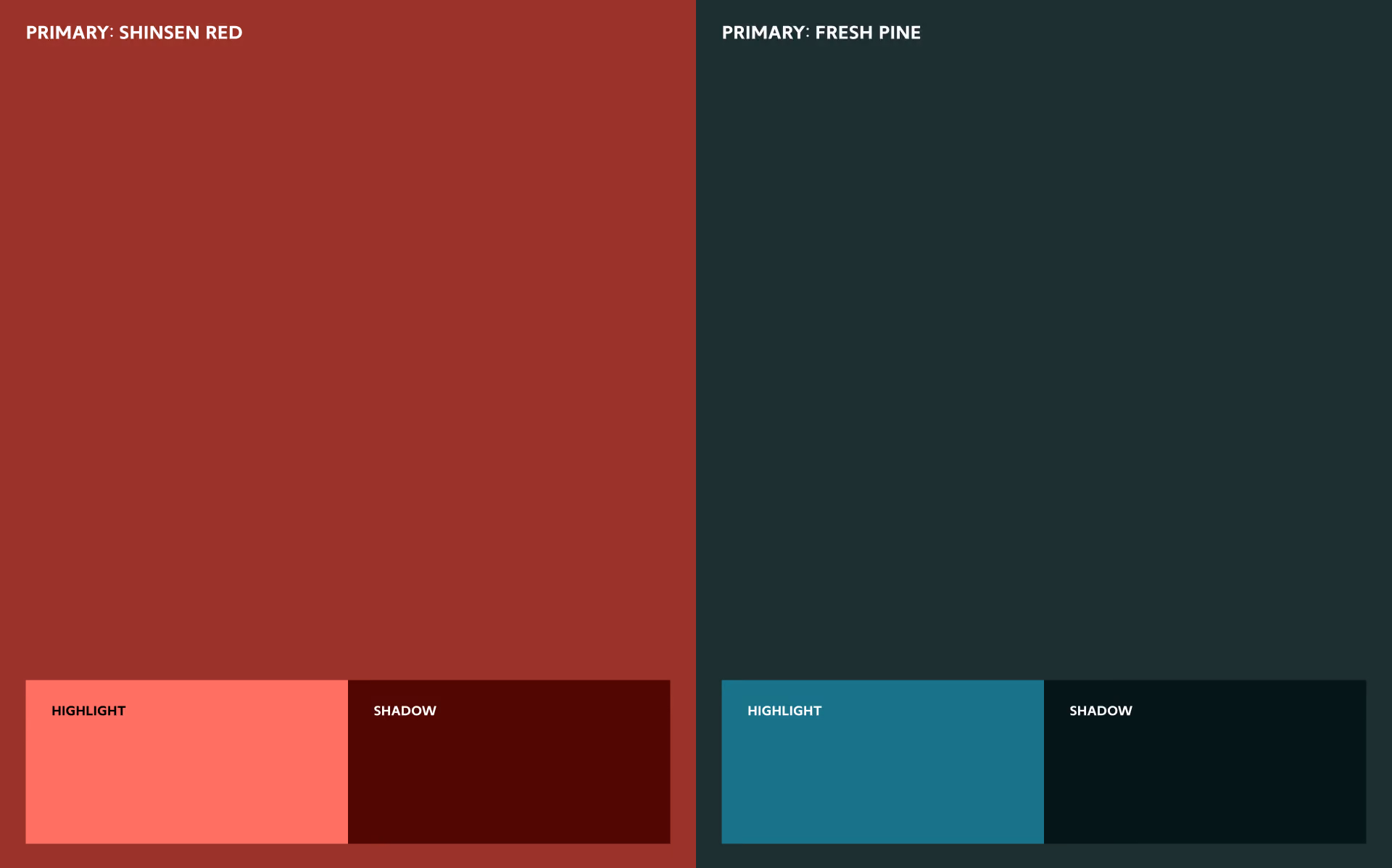Brand colour system - Shinsen Red and Fresh Pine