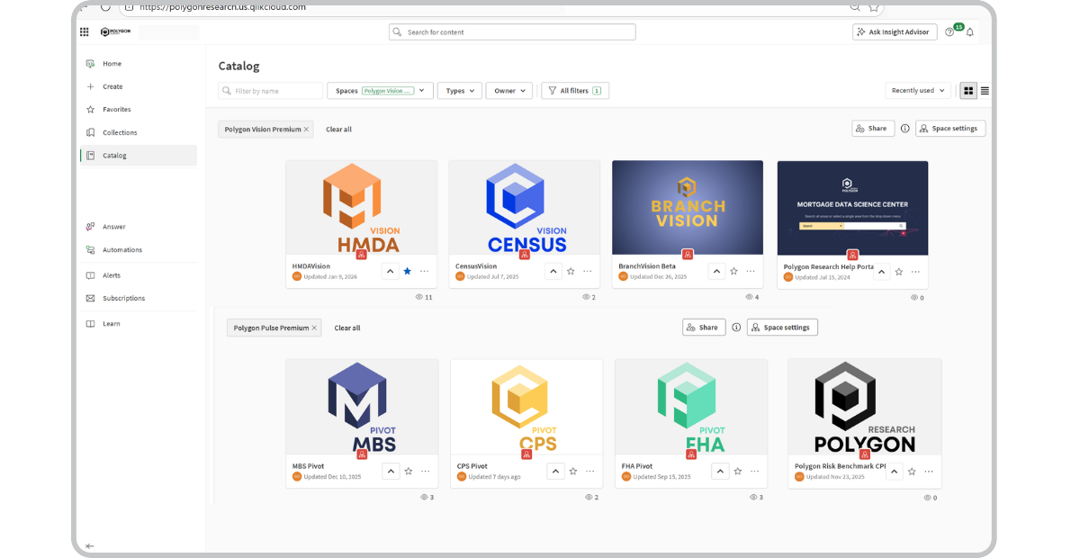 All Polygon Research apps shown in a web-browser.