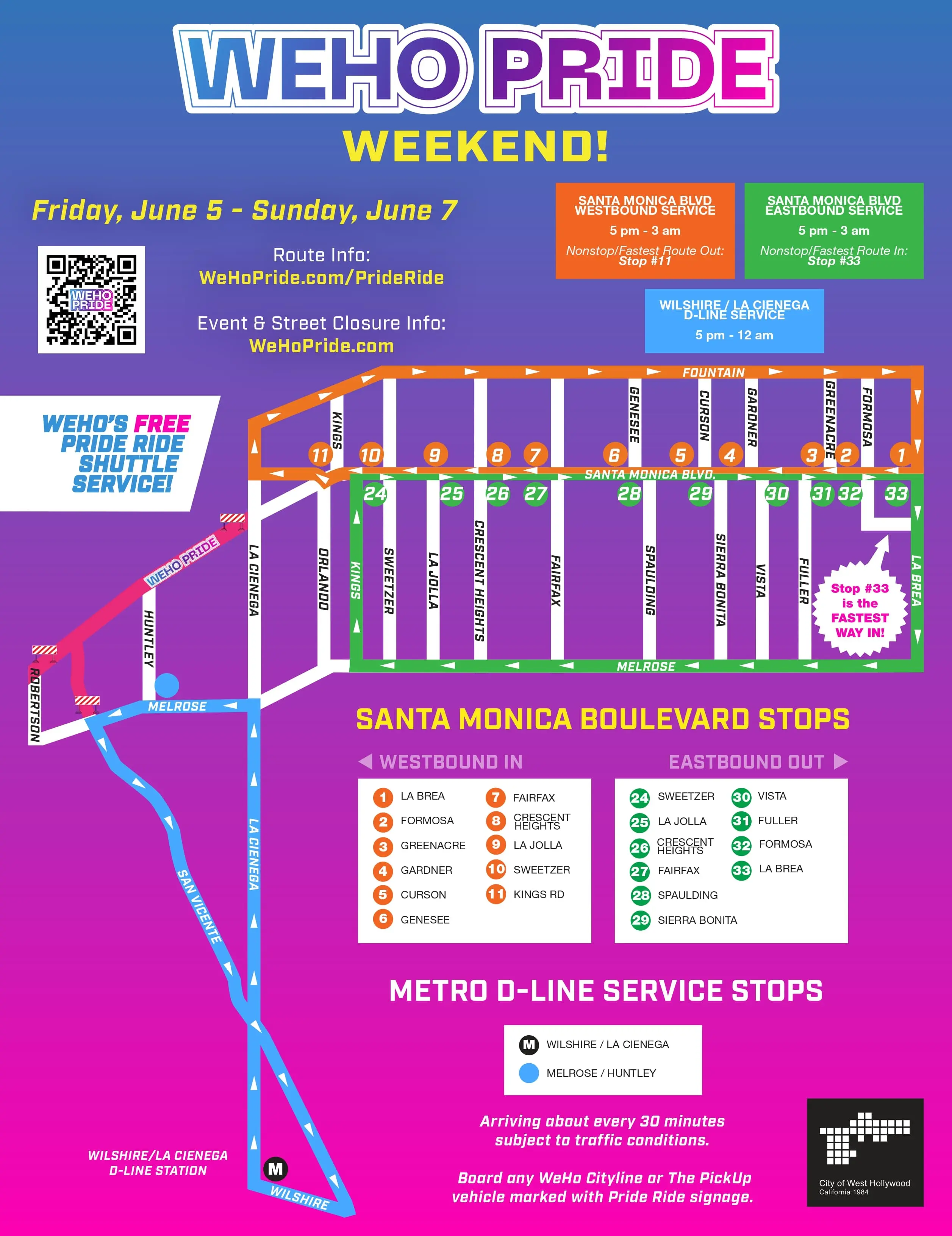 Pride Ride Shuttle Route
