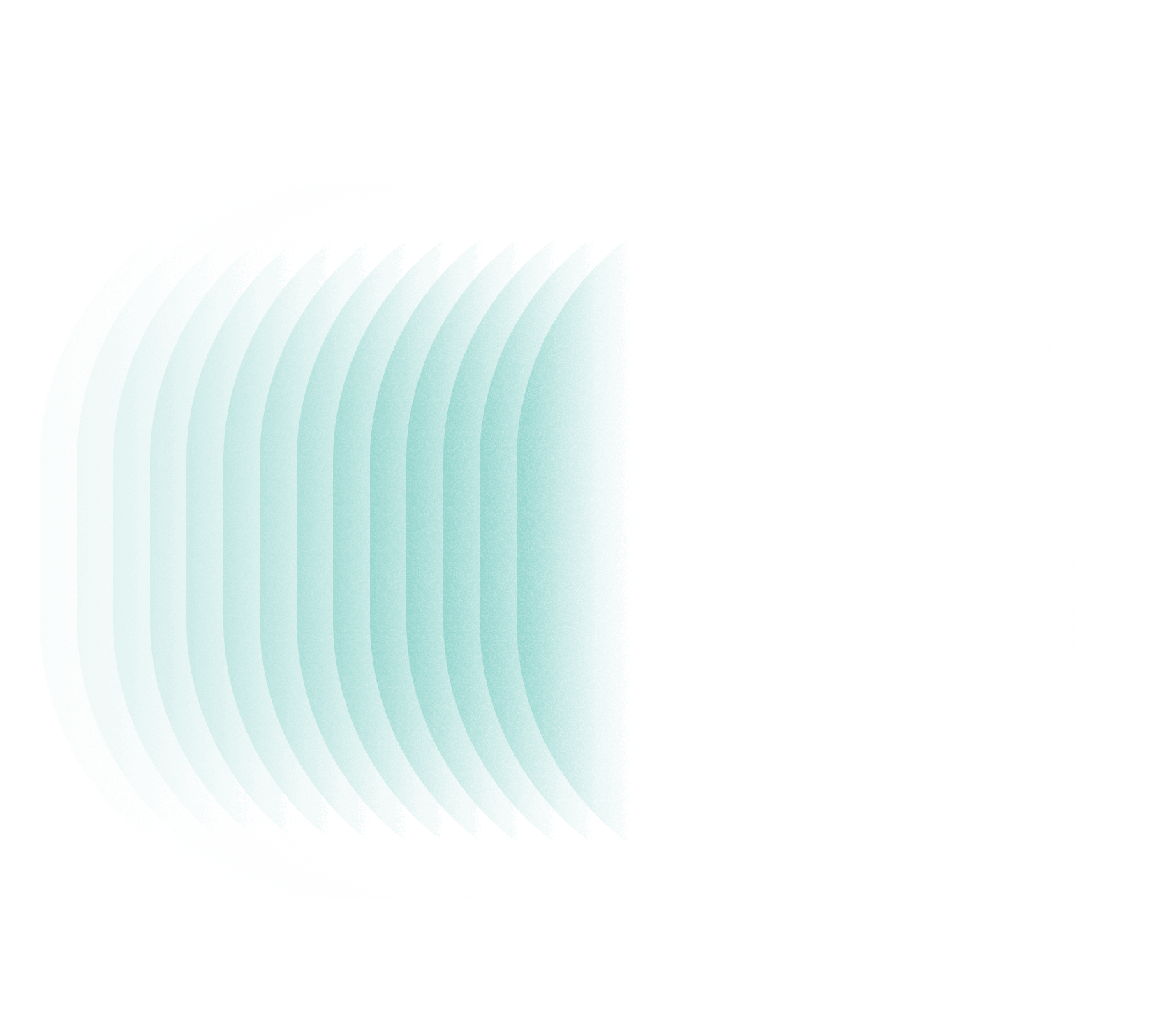 Graphic of multiple semi-transparent blue arches or gradients layered side by side on a white rounded rectangular background.