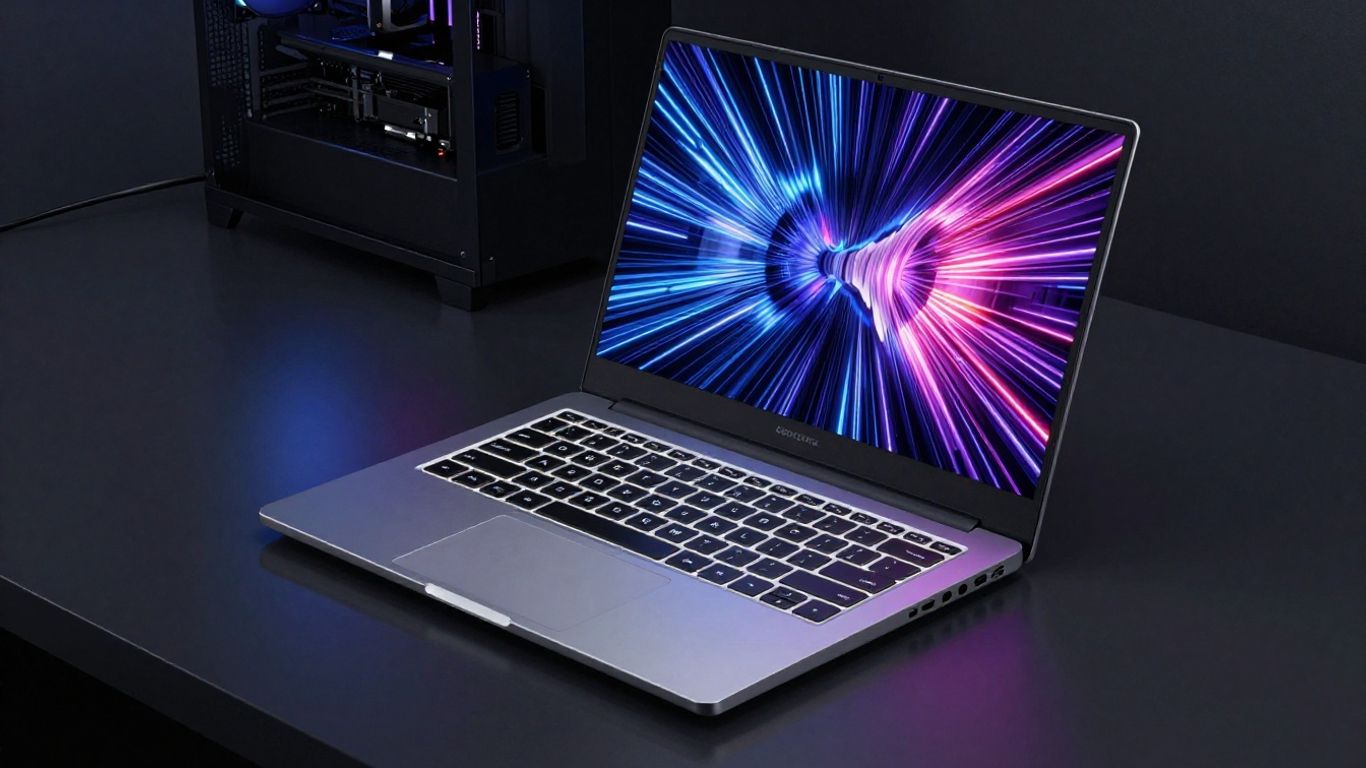 High-performance laptop with glowing keyboard and vibrant screen.