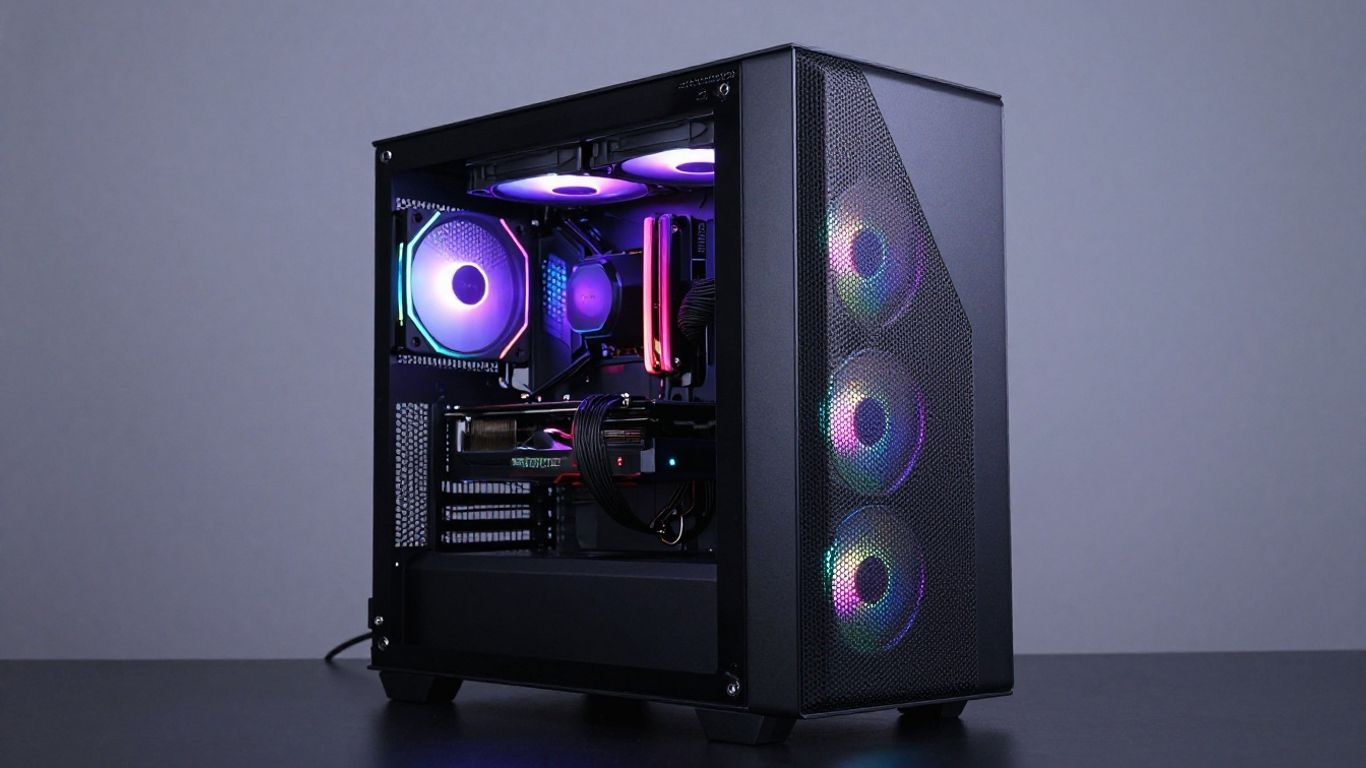 CyberPowerPC Gamer Xtreme desktop computer with RGB lighting.