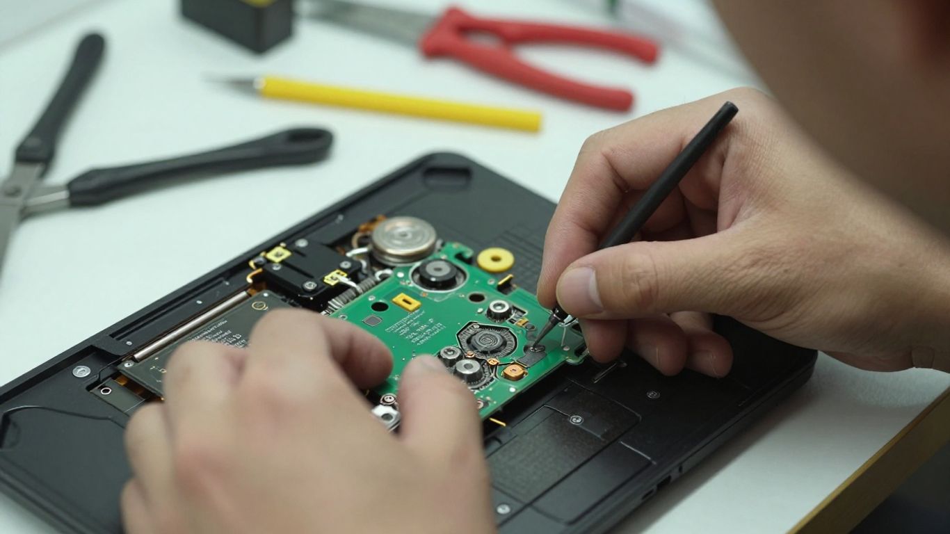 Technician repairing a laptop computer