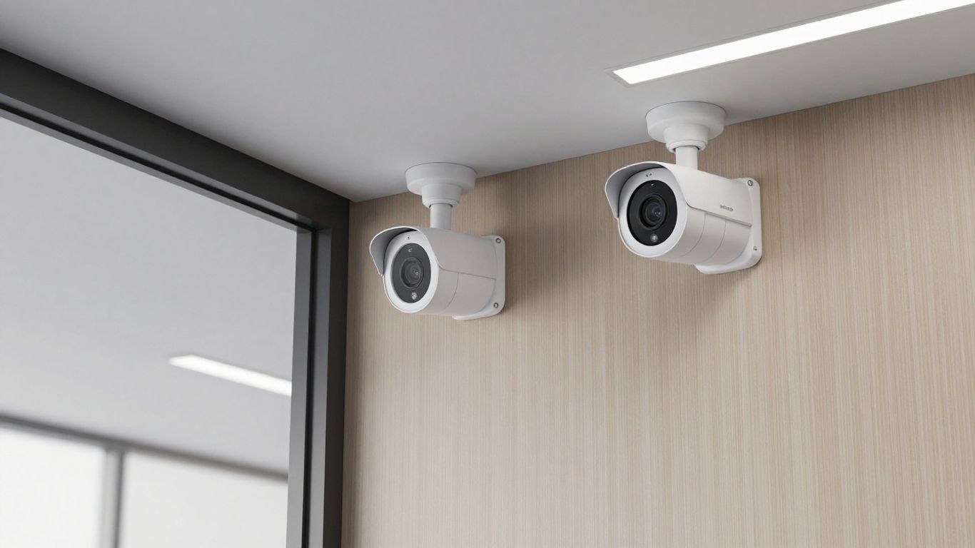 Verkada security cameras in a modern office setting.