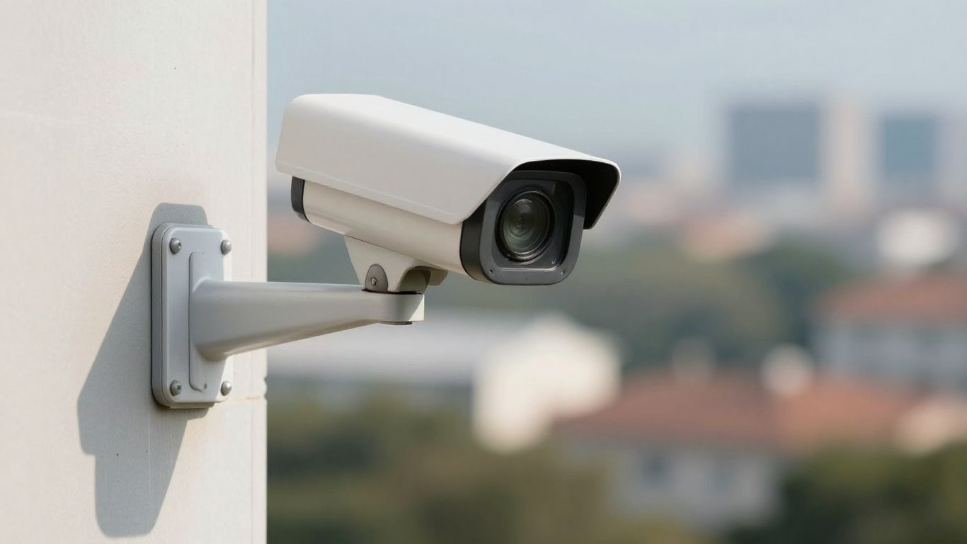 Remote security camera monitoring a property.