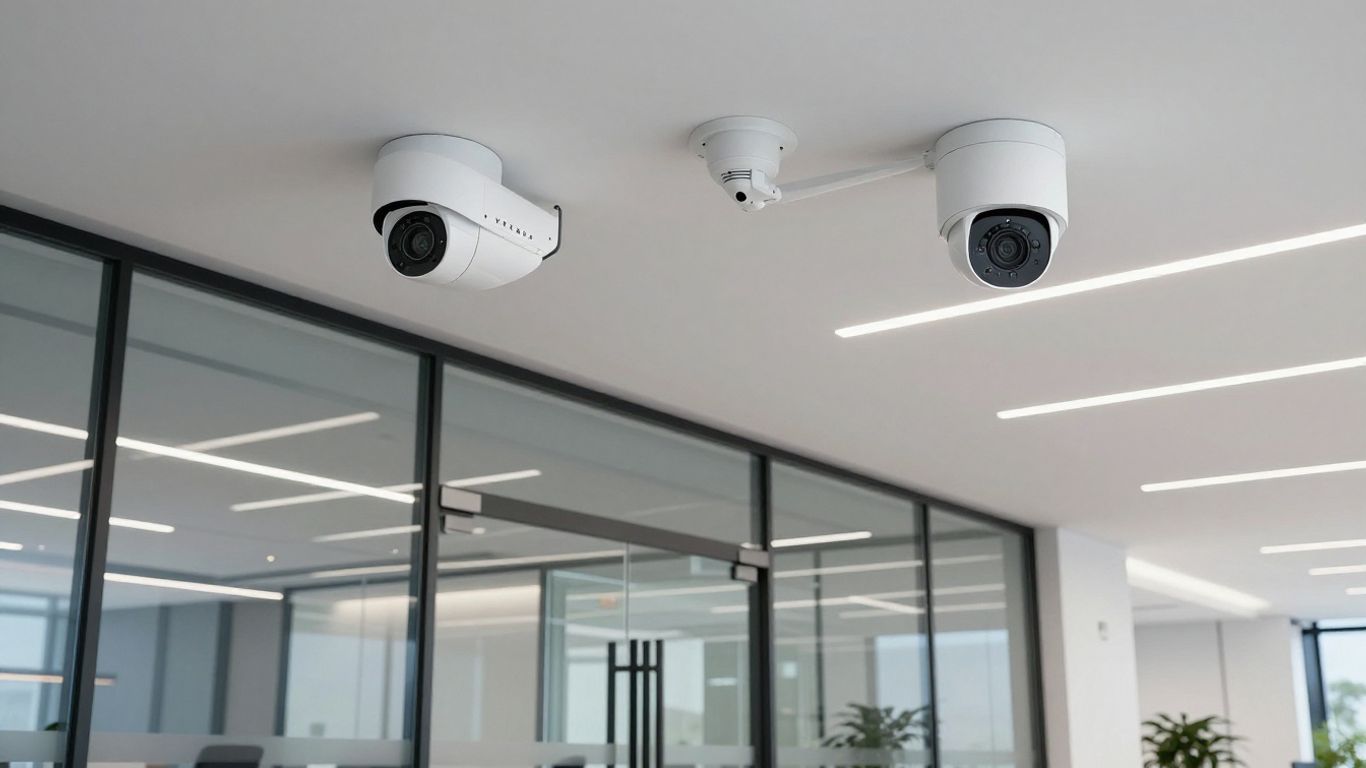 Verkada security cameras in modern enterprise office lobby